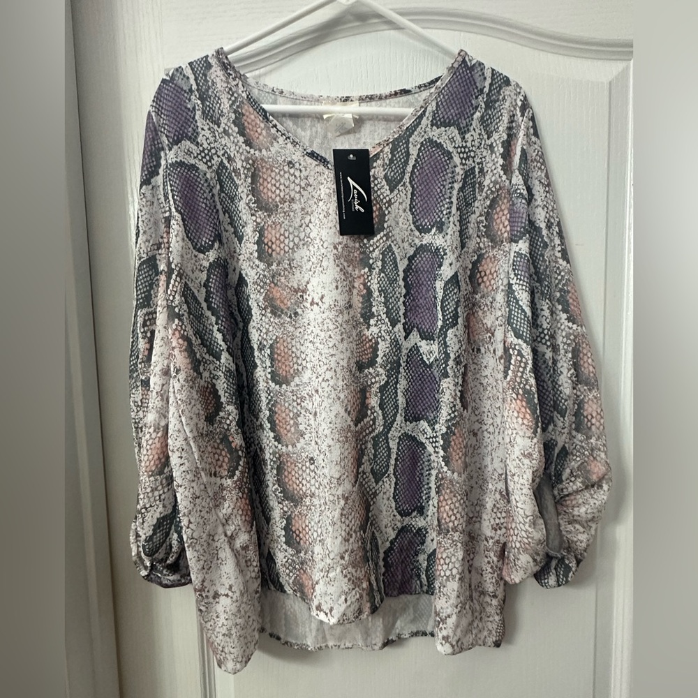 Lavender Snake Print Top